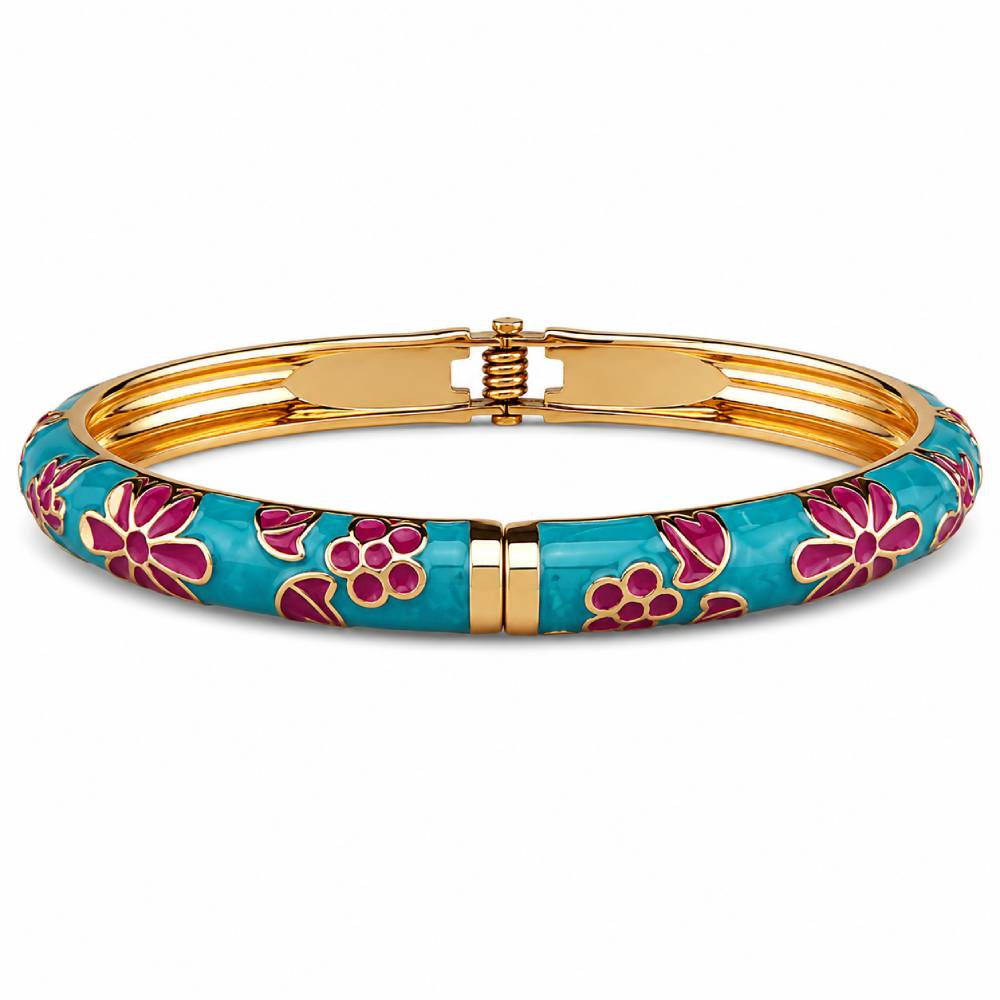 blue-enamel-floral-bangle-bracelet