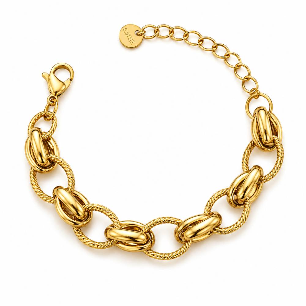 gold-textured-oval-link-bracelet-main