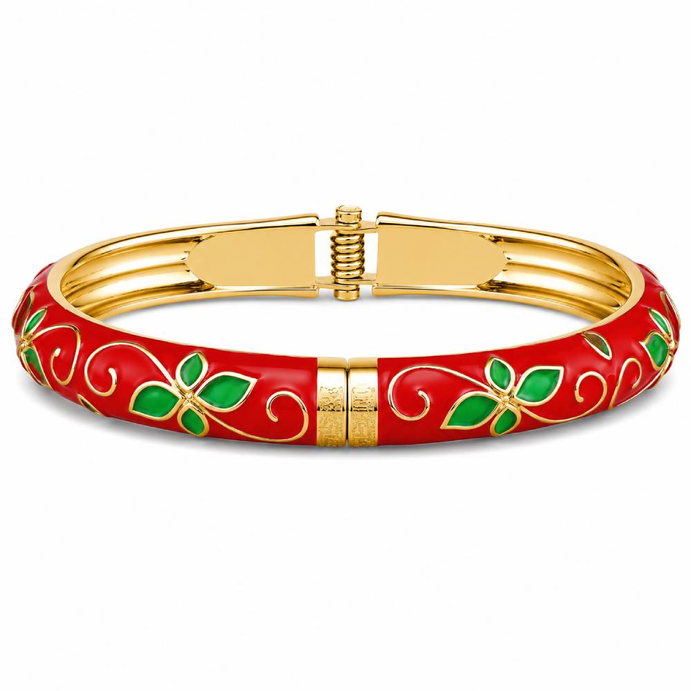 gold-tone-enamel-petal-bangle-red-green-main