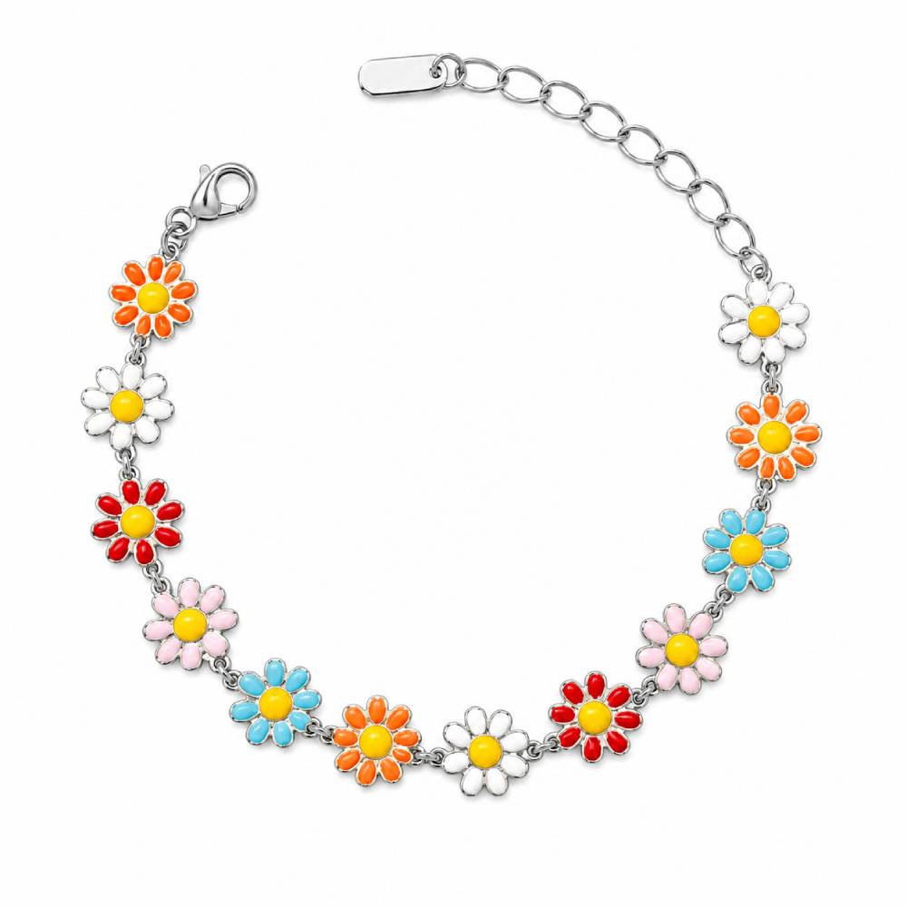 silver-colorful-daisy-stainless-bracelet-main