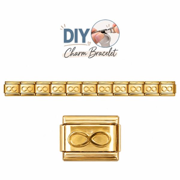 Ατσάλινα Στοιχεία DIY Βραχιολιού με Σύμβολο Απείρου σε Χρυσό Χρώμα