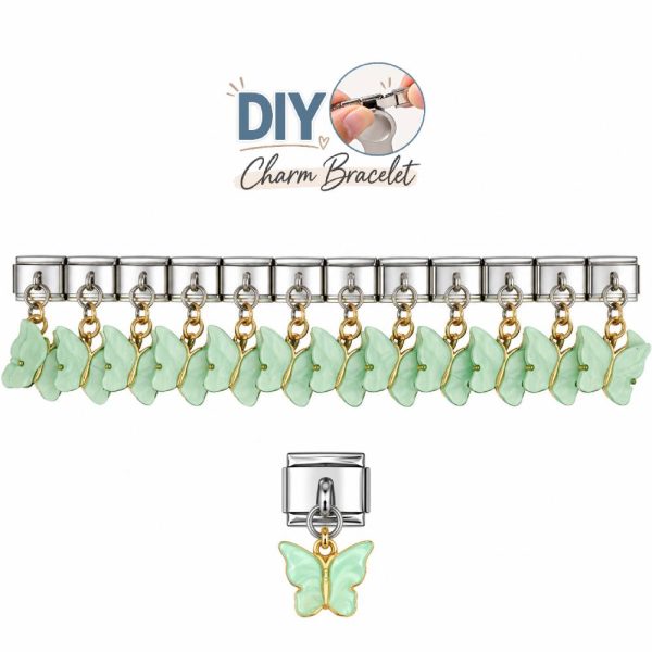 Στοιχεία DIY Βραχιολιού με Τιρκουάζ Πεταλούδα σε Ασημί Χρώμα